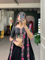 Vastranavya Party Wear Sequins And Delicate Embroidery Work Belt Lehenga Choli - Black | Grocsy