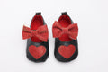 Tiny Bugs Girls Heart Bow Detailing Booties - Black & Red | Grocsy