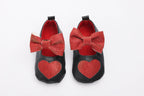 Tiny Bugs Girls Heart Bow Detailing Booties - Black & Red | Grocsy