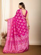 Pink Soft Silk Woven Meenakari Designer Saree - Vedanti | Grocsy