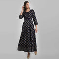 Juniper Women's Navy Rayon Printed Flared Dress | Grocsy