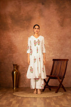 Joban Fashion Off White Pink Hand Block Printed Cotton Suit Set | Grocsy