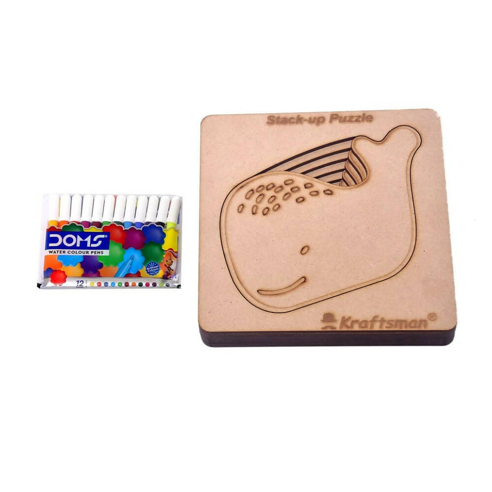 Kraftsman Stack Up Puzzles/ Layered Puzzle Fish Shape For Kids | Color Kit Included | 6 Pieces Puzzle | Grocsy