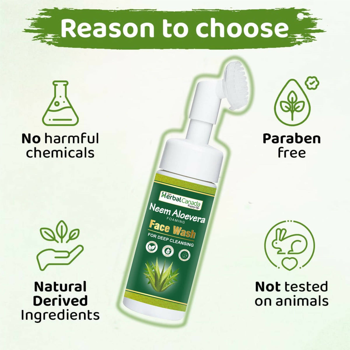 Herbal Canada Neem Aloe Vera Foaming Face Wash | Grocsy