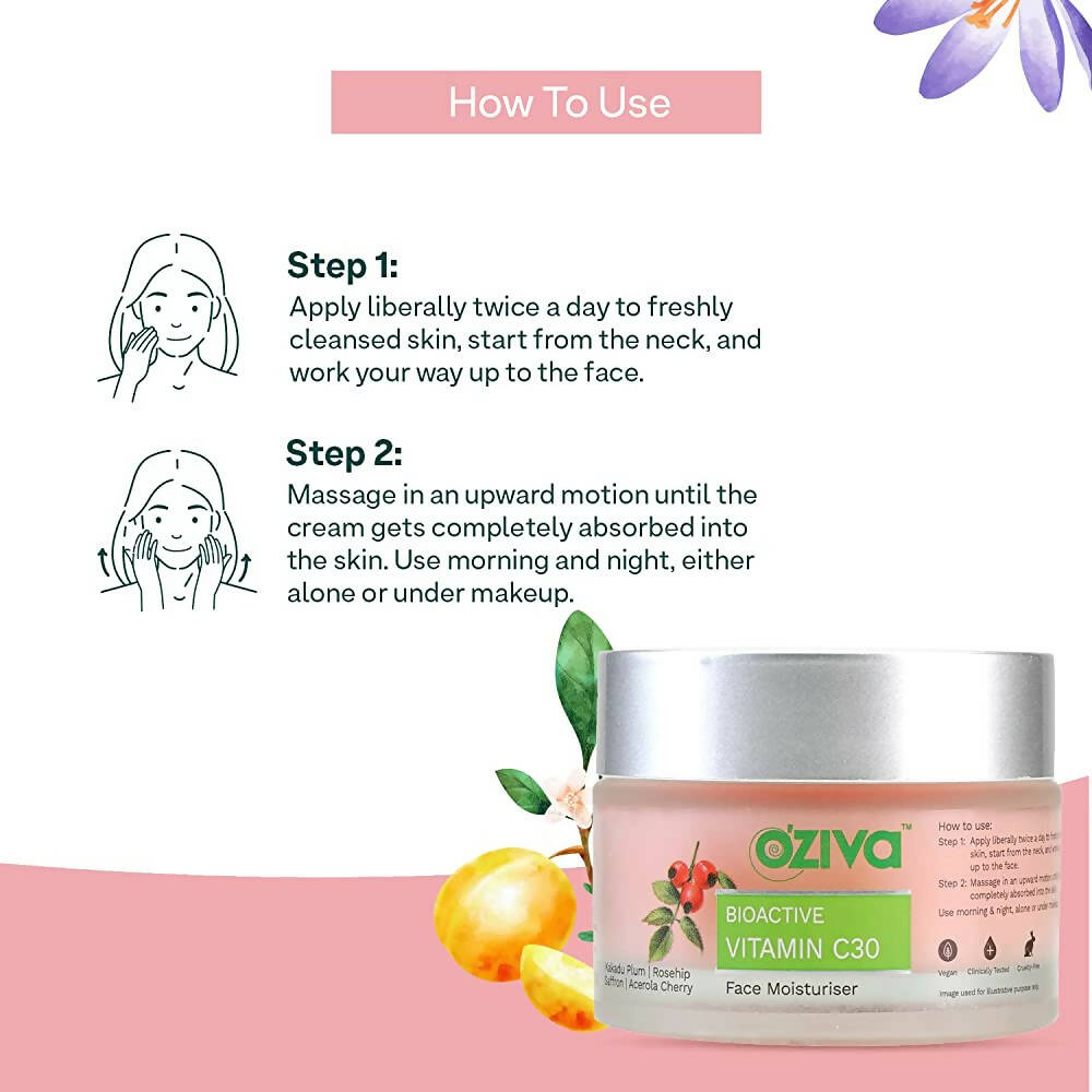 OZiva Bioactive Vitamin C30 Face Moisturiser | Grocsy