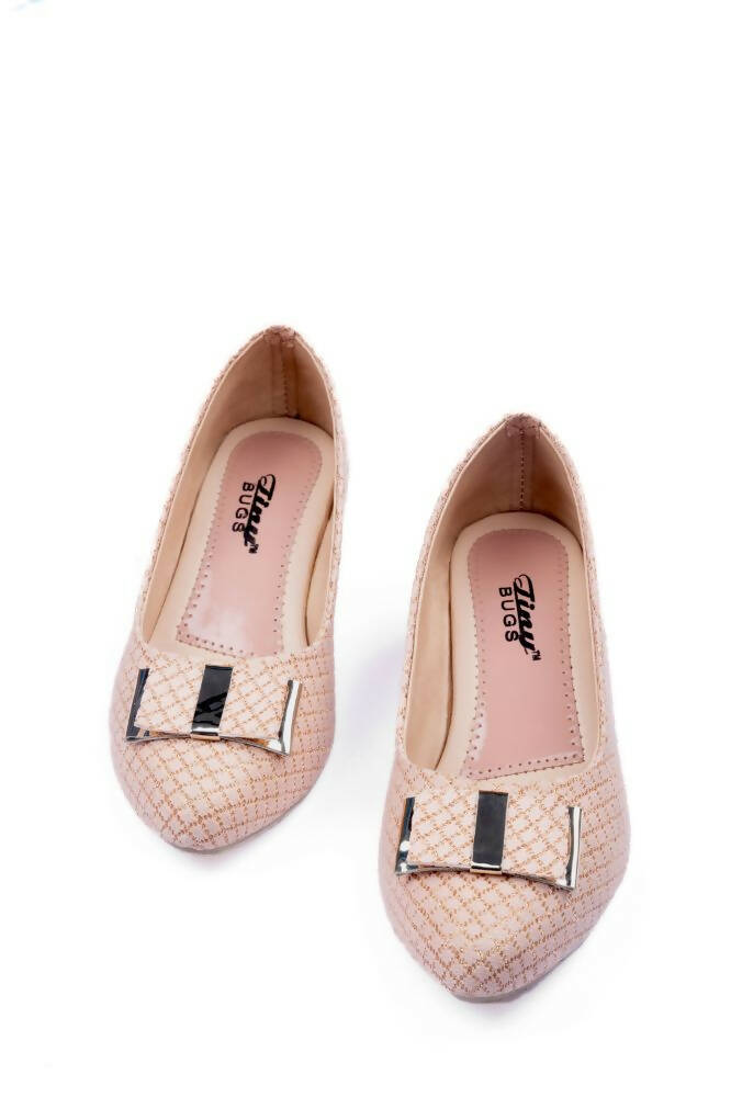 Tiny Bugs Girls Party Wear Ballerinas - Rose Gold | Grocsy