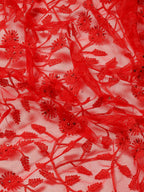 Red Woven Design Net Saree with Blouse Piece - Kalamkari | Grocsy