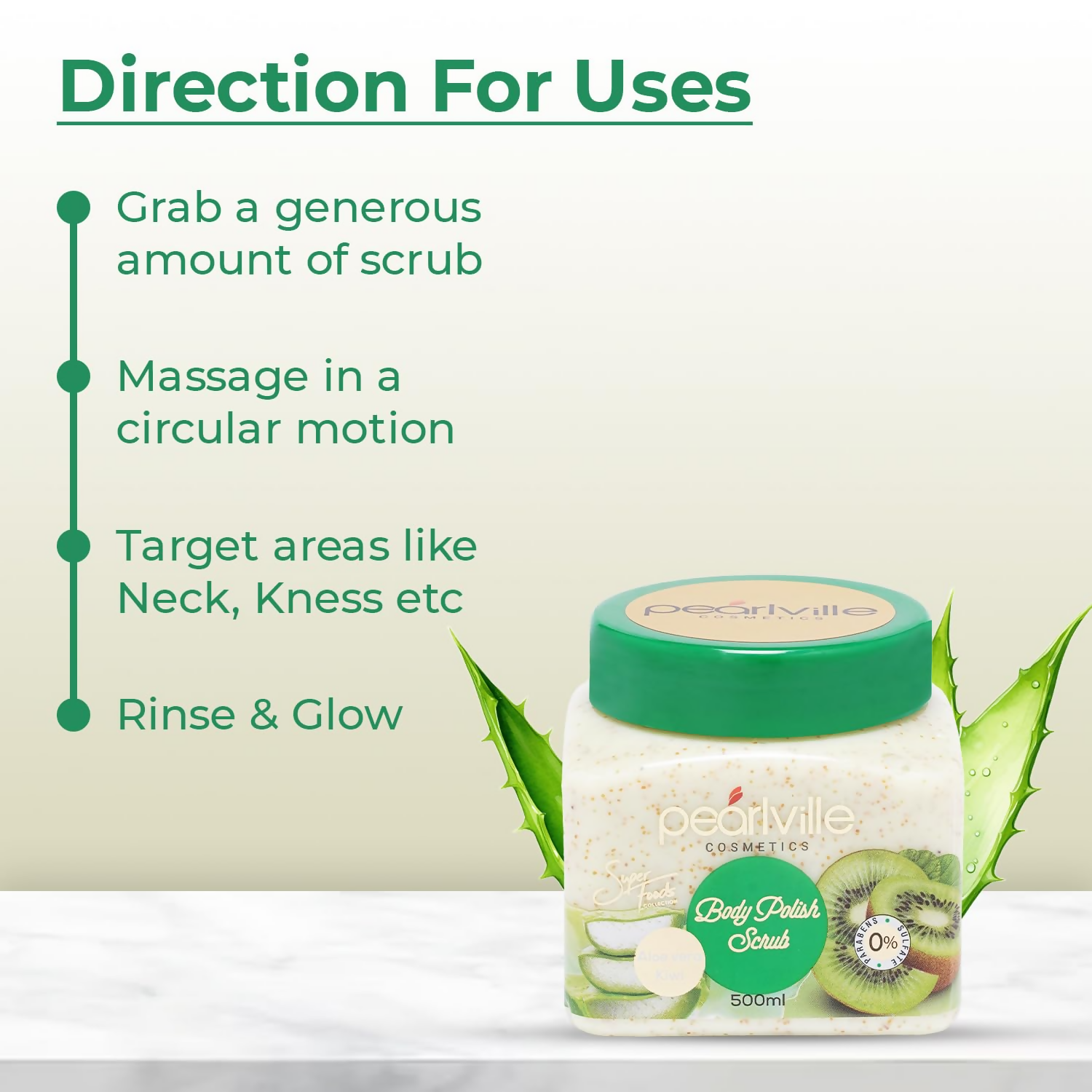 Pearlville Superfoods Collection Kiwi Aloe Vera Body Polish Scrub | Grocsy
