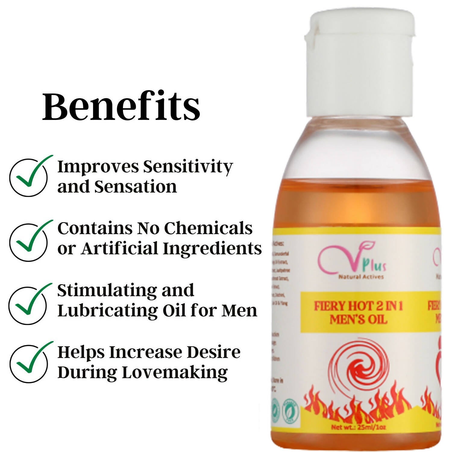 Vigini Plus Natural Actives Fiery Hot Men's Performance Lubricant Delay Oil | Grocsy