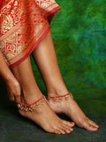 Ruby Raang 22k Gold Polished Stone Anklets | Grocsy