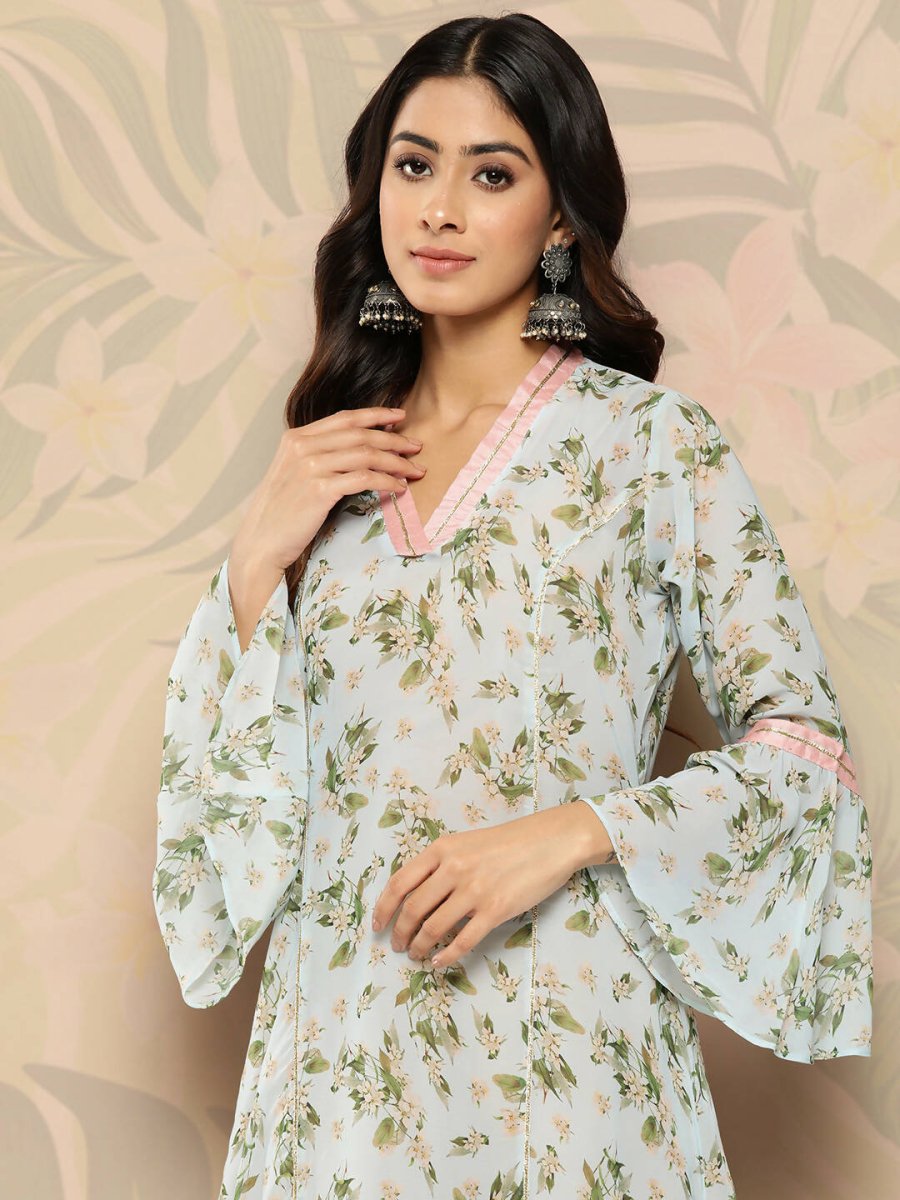 Ahalyaa Women's Traditional wear Kurta - Sky Blue | Grocsy