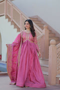 Joban Fashion Pink Crush Sequence Embroidery Work Kurta Set | Grocsy