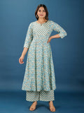 Aramya Anarkali Soft Cotton Floral Print Women's Kurta Set - Off White | Grocsy