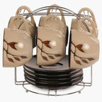 Home Centre Caraway Cup and Saucer- Set of 13 Pcs - 220 ml - Brown | Grocsy