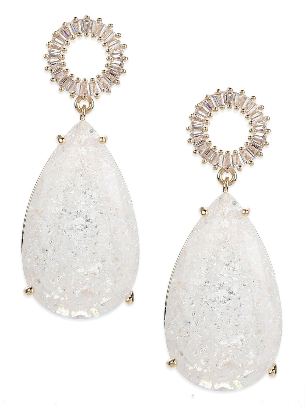 White Druzy Quartz Earrings- Ruby Raang