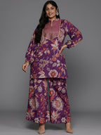 Ahalyaa Women's Traditional Wear Co-ords - Purple | Grocsy