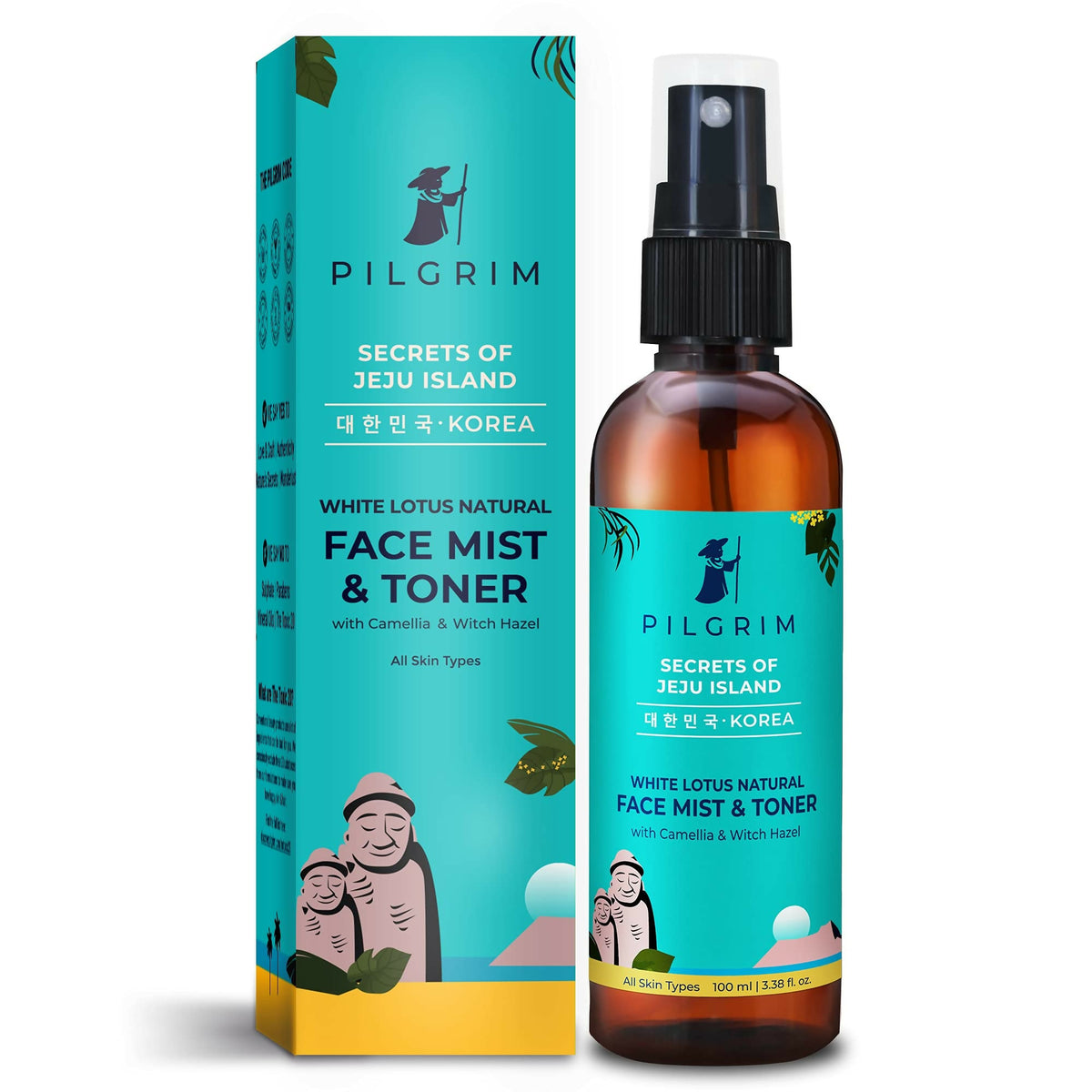 Pilgrim Korean Beauty White Lotus Refreshing Face Mist & Toner With Camellia & Witch Hazel For Glowing Skin | Grocsy