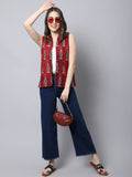 Even Apparels Maroon 100% Viscose Rayon Open Front Gillet | Grocsy
