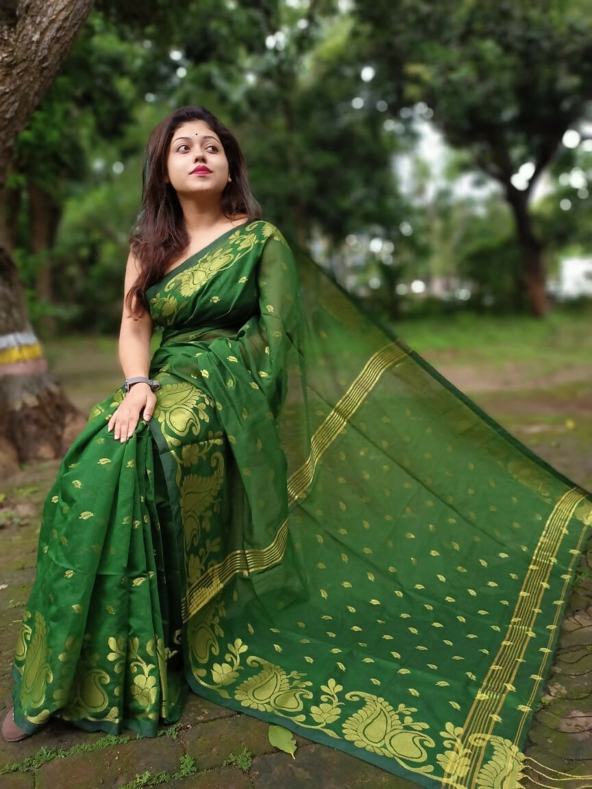 Exclusive Collection Green Beautiful Cotton Silk Saree | Grocsy