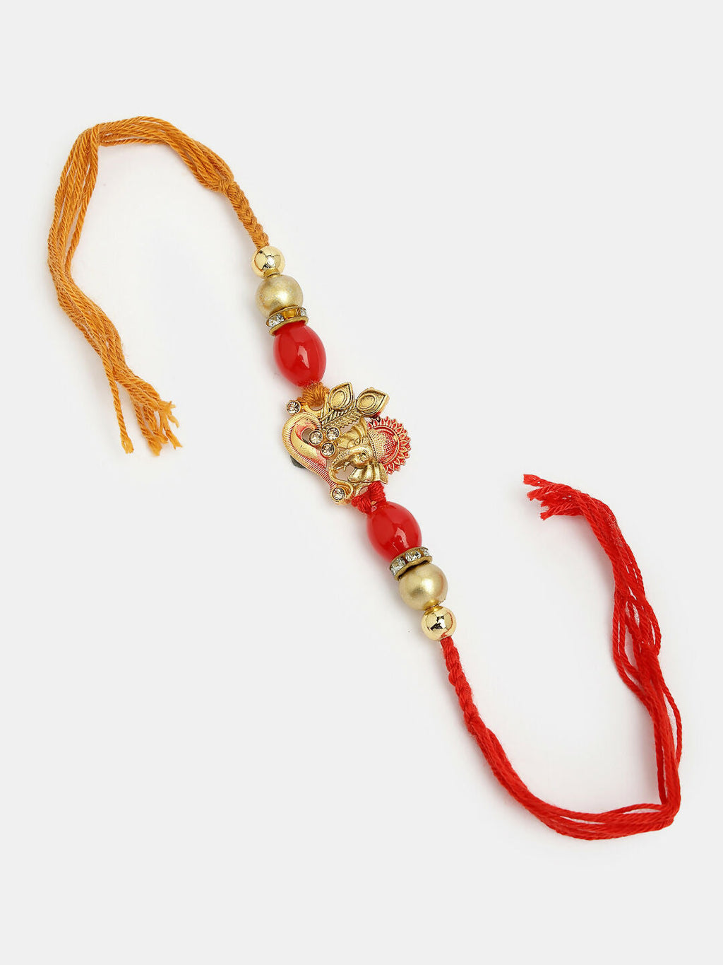 NVR Men Set of 4 Multicolor Stone-Studded Ganesh Rakhi With Roli Chawal | Grocsy