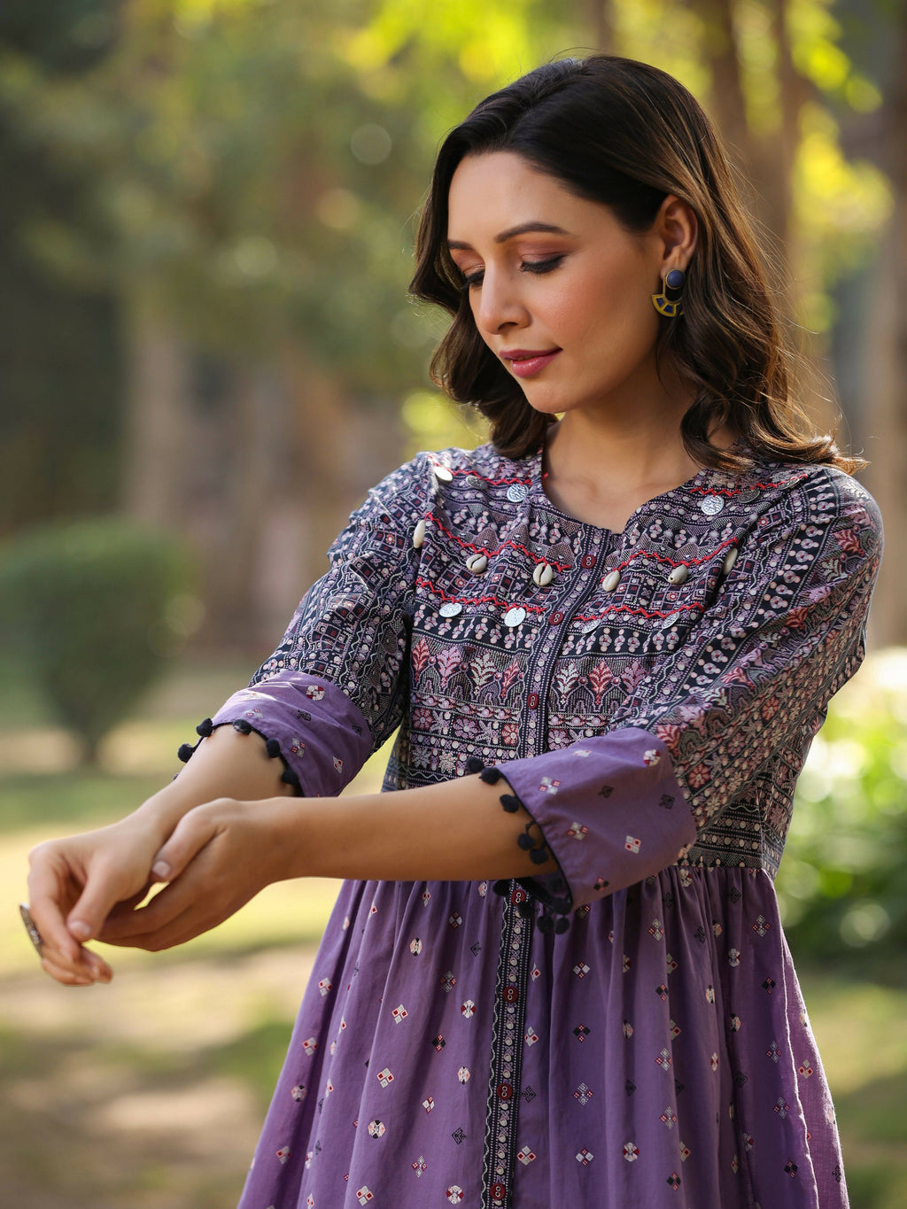 Juniper Women's Lavender Printed Flared Tunic | Grocsy