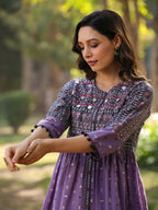Juniper Women's Lavender Printed Flared Tunic | Grocsy
