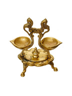 eCraftIndia Gold Toned Parrot Design Brass Handcrafted Diya With Stand | Grocsy