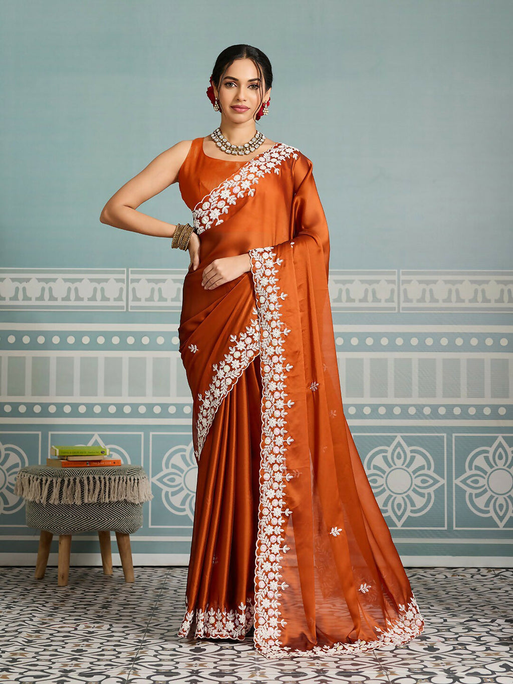 Teeya Creation New Trendy Party Wear Soft Silk Saree-Orange | Grocsy