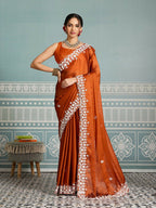 Teeya Creation New Trendy Party Wear Soft Silk Saree-Orange | Grocsy
