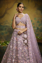 House of Panchhi Mauve Net Multi Sequins with heavy Zarkan embroidery Lehenga choli & Dupatta | Grocsy