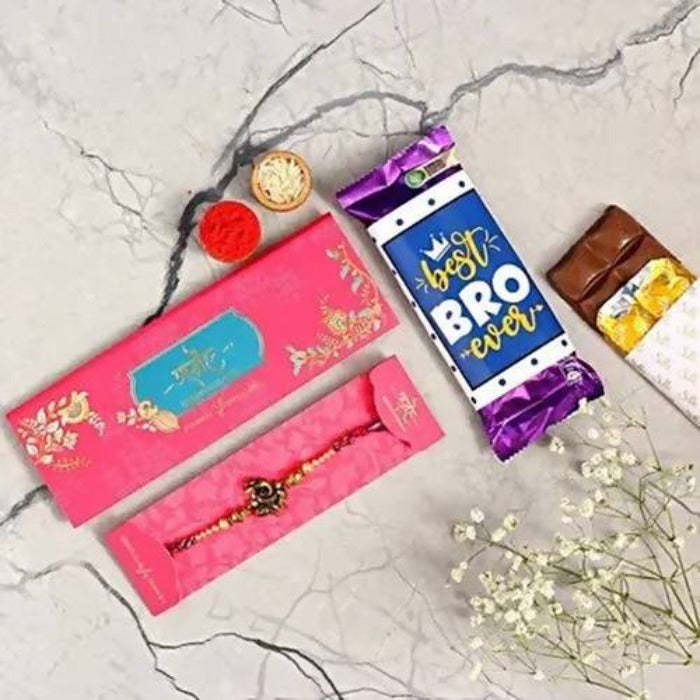 Ganesha Rakhi & Cadbury Silk In Best Bro Sleeve | Grocsy