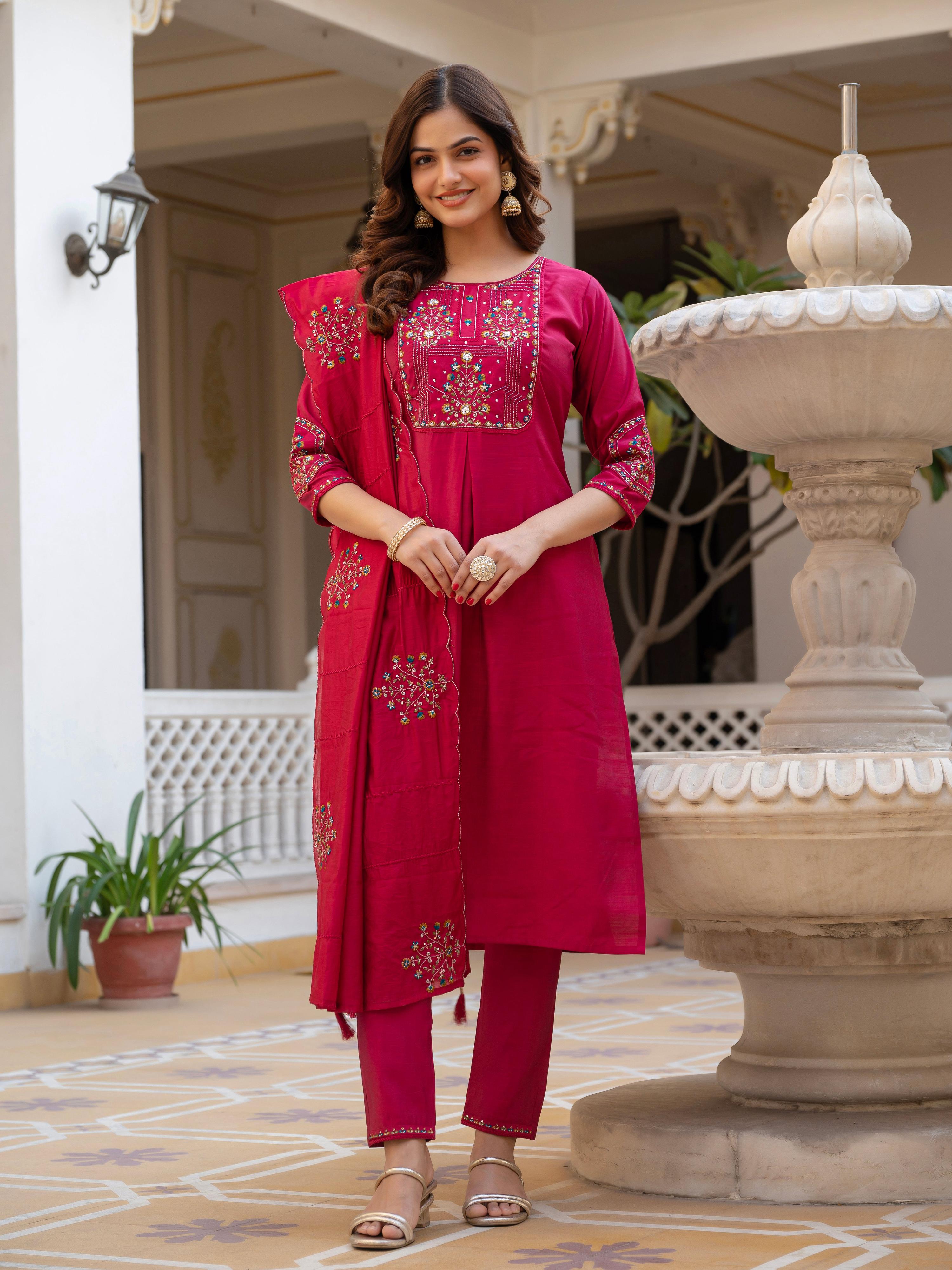 Pramukh Fab Pink Color Viscose Mango Silk Kurta Set | Grocsy