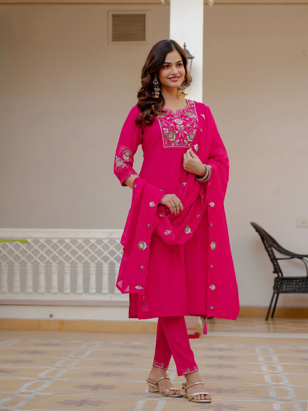 Pramukh Fab Pink Green Color Viscose Mango Silk Kurta Set | Grocsy