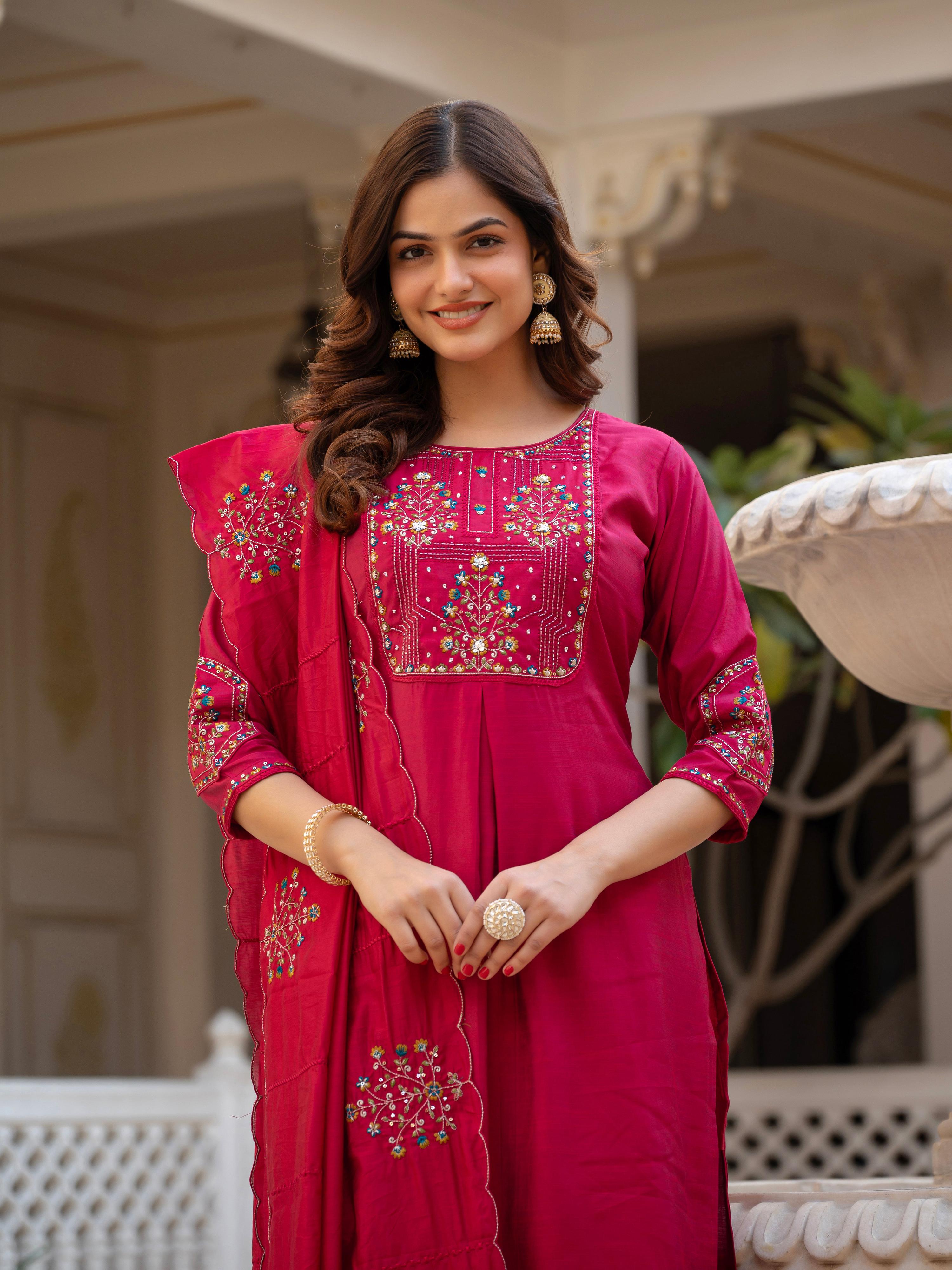 Pramukh Fab Pink Color Viscose Mango Silk Kurta Set | Grocsy