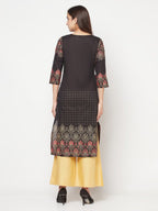 Aniyah Black Color Cotton Block Print Straight Kurta | Grocsy