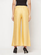 Aniyah Rayon Flared Slip-On Golden-Beige Palazzo | Grocsy