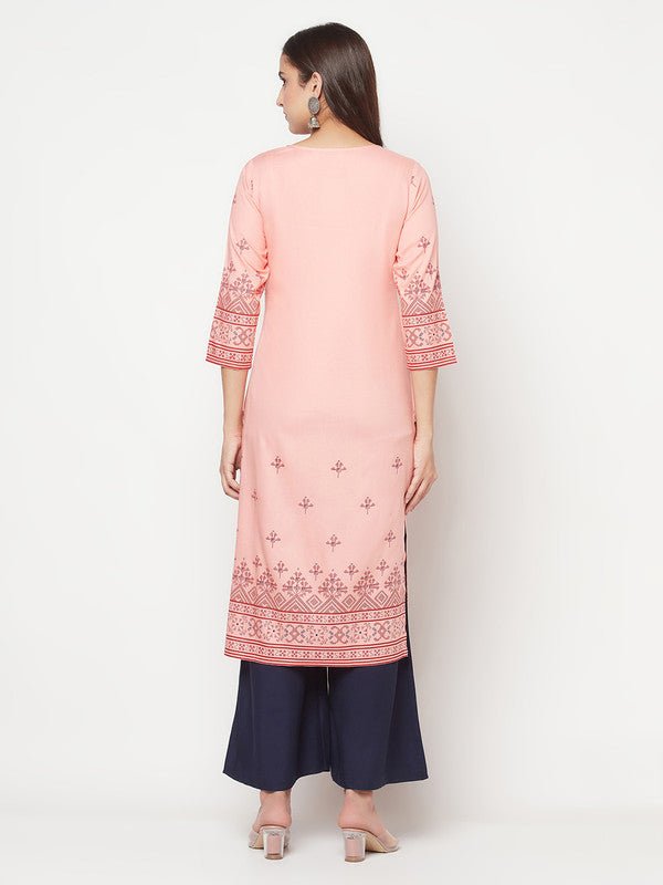 Aniyah Peach Color Rayon Digital Screen Print Straight Kurta | Grocsy