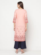 Aniyah Peach Color Rayon Digital Screen Print Straight Kurta | Grocsy