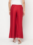 Aniyah Maroon Color Rayon Flared Slip-On Palazzo | Grocsy