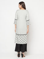 Aniyah Rayon Screen Print Light Grey Straight Kurta | Grocsy