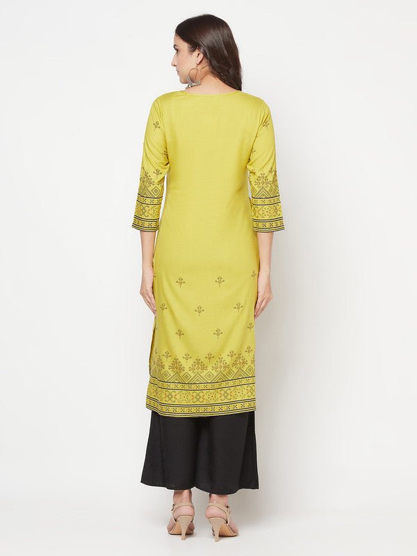Aniyah Rayon Digital Screen Print Parrot Green Straight Kurta | Grocsy