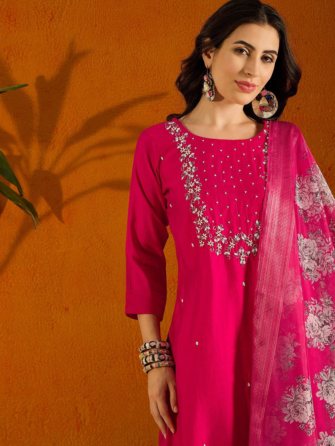 The52 Printed Viscose Rayon Fabric Straight Kurta, Pant and Dupatta Set | Grocsy