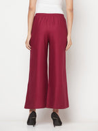 Aniyah Rayon Flared Slip-On Wine Color Palazzo | Grocsy