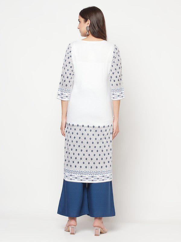 Aniyah Rayon Digital Screen Print White Straight Kurta | Grocsy