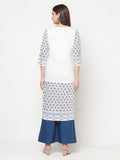 Aniyah Rayon Digital Screen Print White Straight Kurta | Grocsy