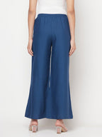 Aniyah Rayon Flared Slip-On Blue Palazzo | Grocsy