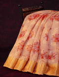 Baby Pink Colour With Golden Blouse Floral Print Semi Chanderi Saree By Gayathri Reddy Designer Studio | Grocsy