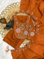 Pramukh Fab Rust Color Viscose Roman Silk Kurta Set | Grocsy