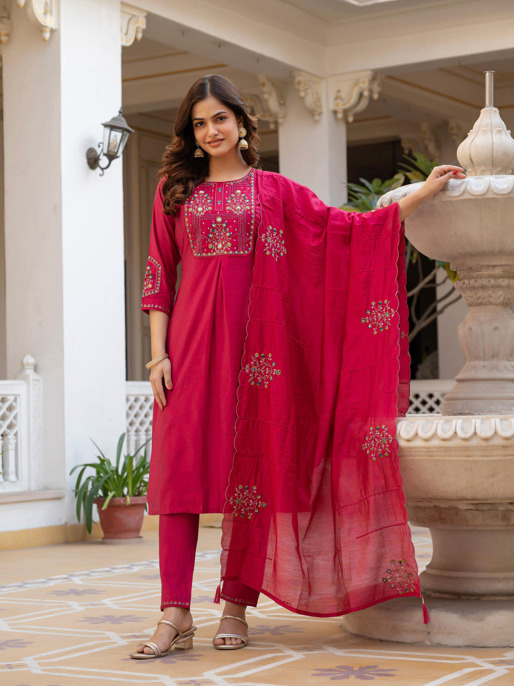 Pramukh Fab Pink Color Viscose Mango Silk Kurta Set | Grocsy