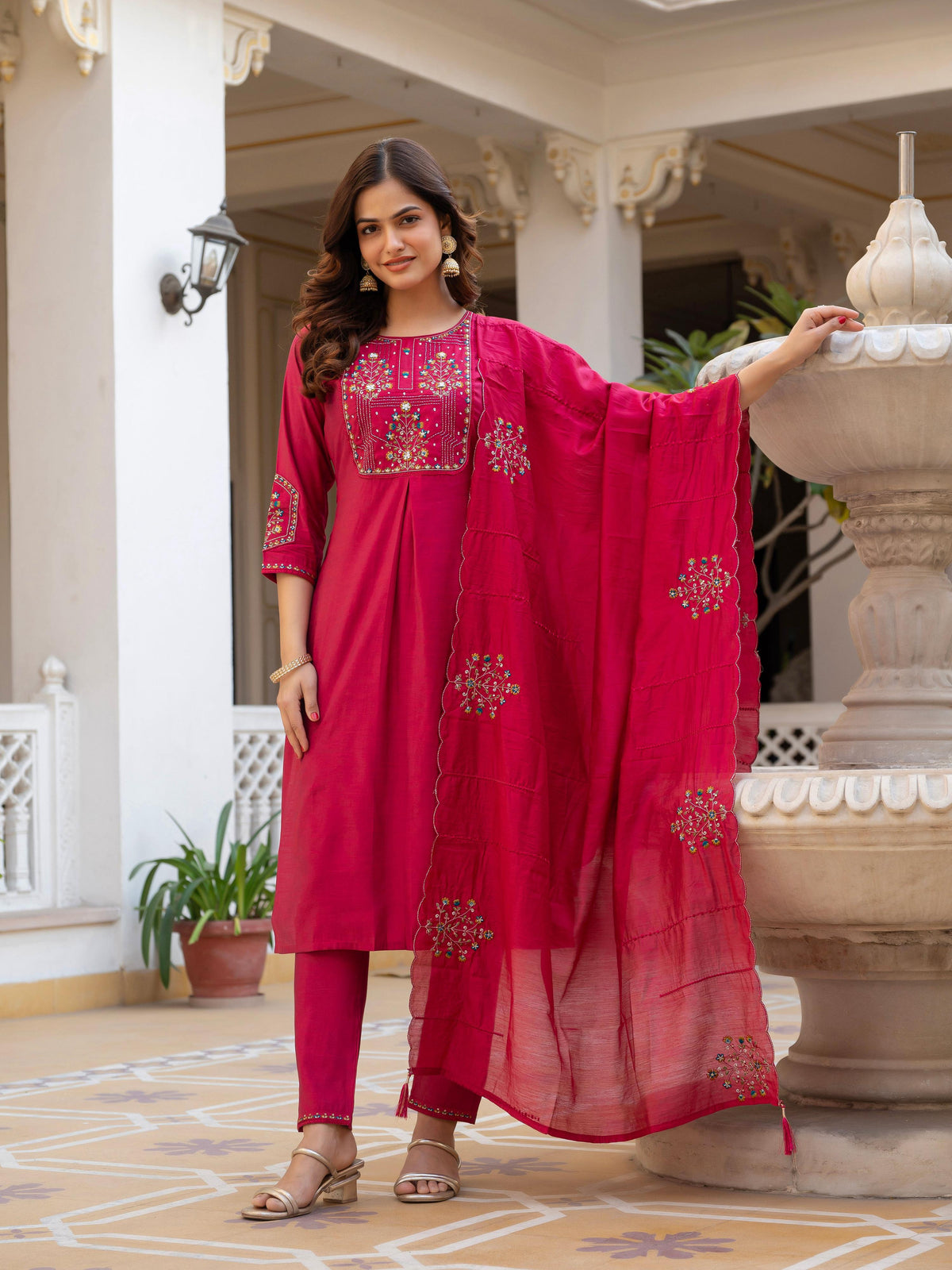 Pramukh Fab Pink Color Viscose Mango Silk Kurta Set | Grocsy